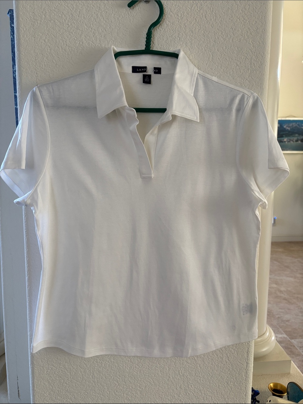 Lands' End White Short Sleeve Polo Shirt